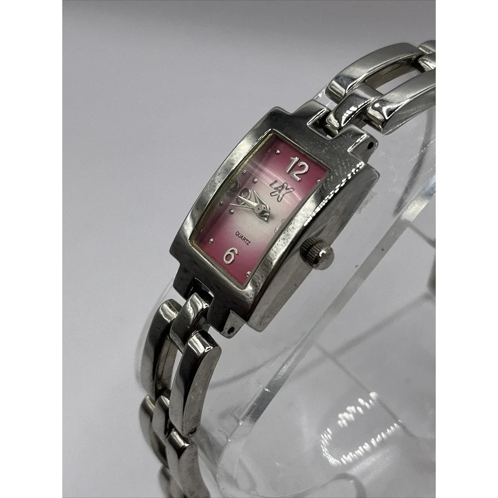 LAX Women's Silver Tone Quartz Watch Pink Dial- New Battery‎